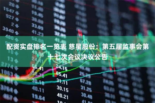 配资实盘排名一览表 慈星股份：第五届监事会第十七次会议决议公告